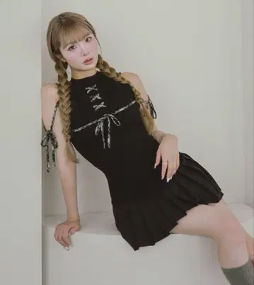 FL 다리치 darich 도킹 레이스업 미니 원피스 블랙