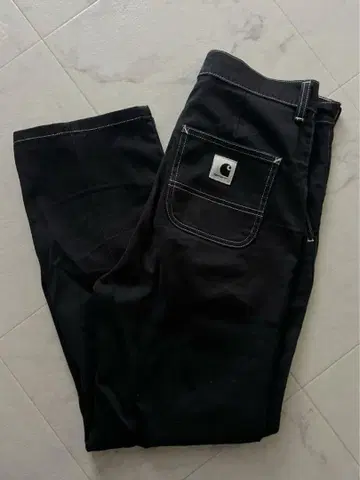 칼하트 블랙 워크 팬츠 카고 포켓 부착