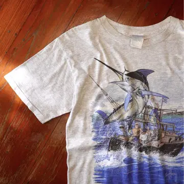Guy Harvey 90s 낚시 T 셔츠 물고기 회색 바다 아트 분위기