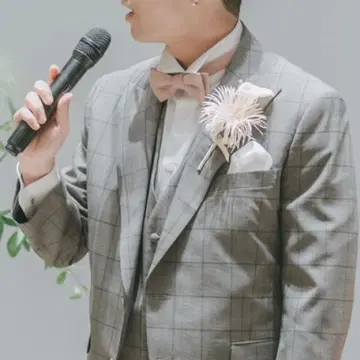 결혼식 턱시도 나비 넥타이 핑크