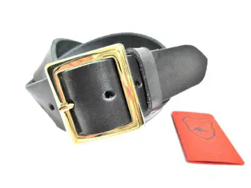 도치기 가죽 벨트 (블랙) 골드 도금 버클 40mm 폭 통가죽