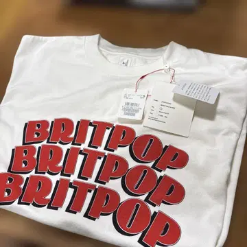 BRITPOP 프린트 티 와이드 화이트/레드 L