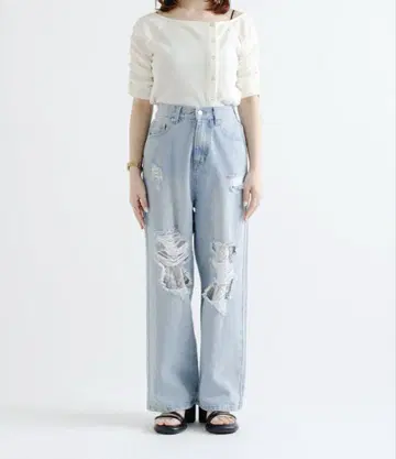 카스타네 레이스 데님 팬츠
