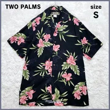 TWO PALMS 투 팜스 알로하 셔츠 하이비스커스 S 블랙
