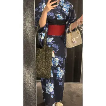 유카타 네이비 장미