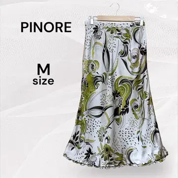 PINORE 피노레 올 패턴 플레어 스커트 M 사이즈 그린 실버