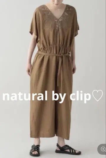 natural by clip 린넨 레이온 레이스가 달린 올인원