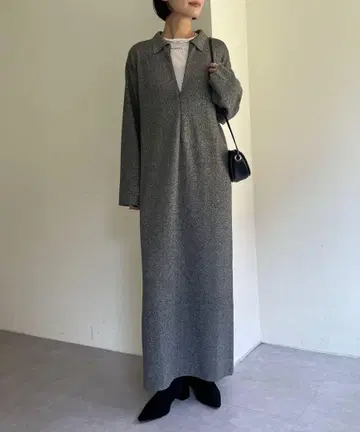 Omekashi 오메카시 프론트 지퍼 니트 원피스