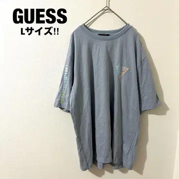 GUESS 오버 사이즈 티셔츠 블루 로고 빅 사이즈 L 한국 레어
