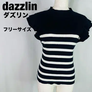 dazzlin 다즐린 스트라이프 프릴 소매 슬리브리스 니트 B61