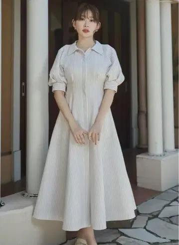 비엔나 볼륨 소매 셔츠 드레스