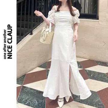 NICE CLAUP 백 리본 원피스 아이보리