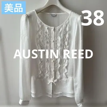 새상품급 AUSTIN REED 레이스 프릴 비즈 화이트 셔츠 자켓 38