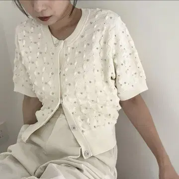 카프리 슈레 마쥬 도트 반팔 가디건