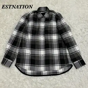 에스트네이션 ESTNATION M 폴리에스테르 타슬란 체크 셔츠