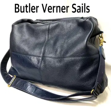 Butler Verner Sail 네이비 가죽 2way 숄더백 주름 가공