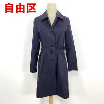 A5073 자유구 트렌치코트 면 안감 부착 벨트 포함 네이비 38
