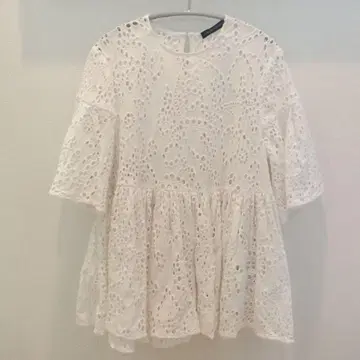 TSURU BY MARIKO OIKA 자수 화이트 셔츠 레이스