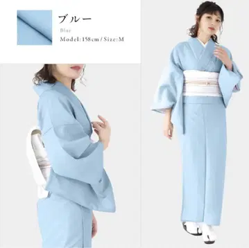 (여자 단이) 워셔블 기모노 단이 L 사이즈 블루 이로무지 기모노
