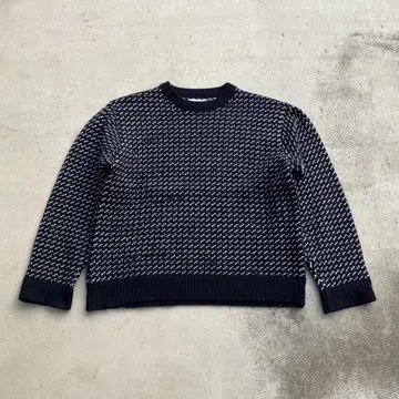 BACKERS SPORTSWEAR 바즈 아이 니트 스웨터 네이비 올 패턴