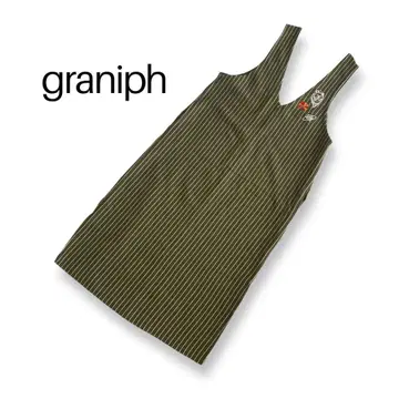 그라니프 graniph 오버롤 스커트 자수 패치 스트라이프 F