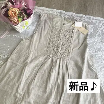 SamansaMos2 새상품 가슴 레이스 슬리브리스 원피스 민트