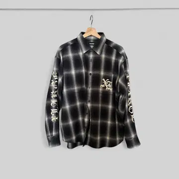 체크 무늬 긴팔 셔츠 X-LARGE