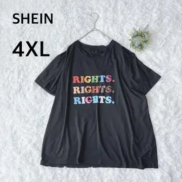 쉬인 티셔츠 4XL 빅 사이즈 블랙 프린트 캐주얼