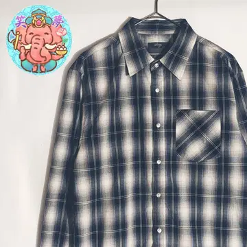 옴브레 체크 셔츠 블루 계열 XL 사이즈