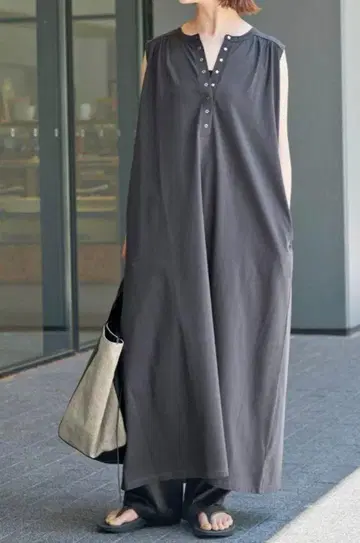 Spick and Span 개더 헨리넥 원피스