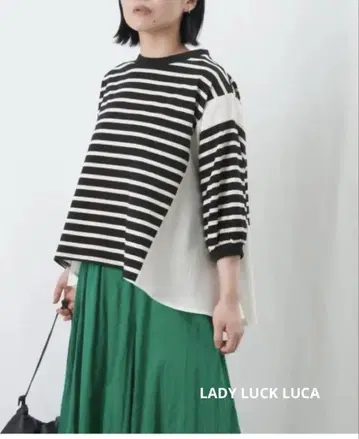 LADY LUCK LUCA 오분 소매 튜닉 보더 미사용 새상품