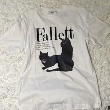 Fallett 고양이 프린트 티셔츠 S 사이즈 화이트