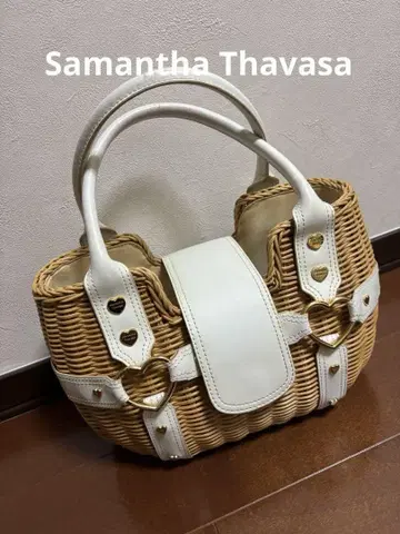 Samantha Thavasa 하트 모티브 바스켓백 베이지/화이트