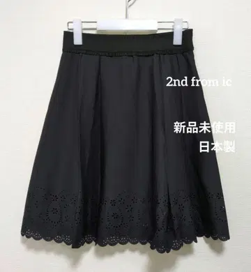 2nd from ic 레이스 플레어 무릎 기장 스커트 미사용 M