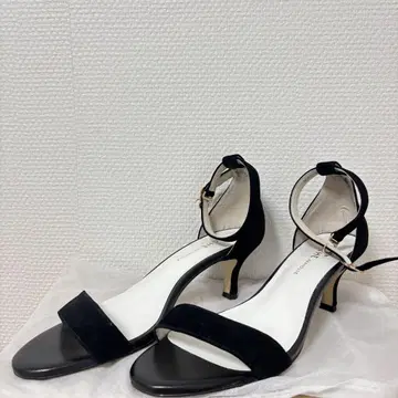 ABAHOUSE PICHE 블랙 스웨이드 샌들 힐 5cm