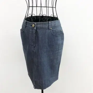 미스 아시다 데님 스커트 S 블루 일본제 캐주얼 면 혼방 노멀 코어
