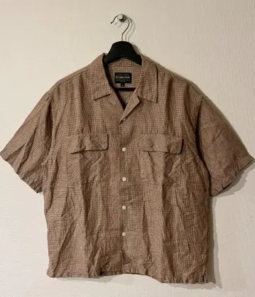 PENDLETON / 면 린넨 오픈 카라 SS 체크 셔츠 / SIZE:M