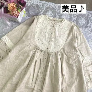 SamansaMos2 새상품급 가슴 부분 레이스 원피스 베이지