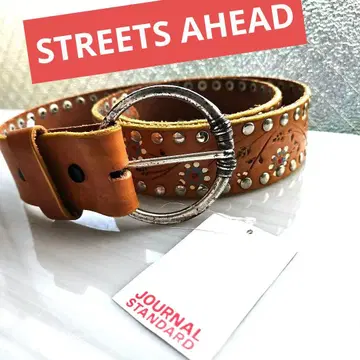 새상품 STREETS AHEAD 스터드 가죽 플라워 벨트 저널 스탠다드