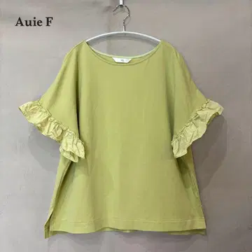 Auie F 아위 에프 보트넥 천 프릴 소매 티셔츠