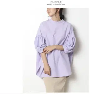 meri 미리 벌룬 소매 썸머 블라우스 퍼플