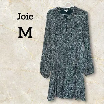 Joie 그린 도트 무늬 긴팔 원피스 [M/M] 싸개 버튼 안감 부착
