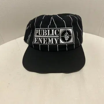 PUBLIC ENEMY 스트라이프 캡 블랙 SnapBack 검정