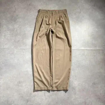 구제 의류 90s 3턱 와이드 슬랙스 베이지 초와이드 팬츠 레이온