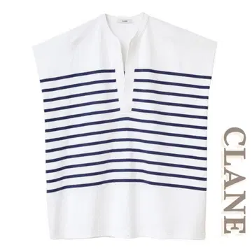 CLANE 클라네 WIDE HENLEY N/S BORDER TOPS