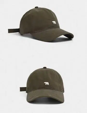 올리브 그린 야구 모자 곰 자수