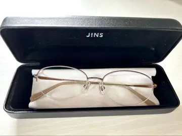 JINS / Rim metal 오벌 패션 안경 케이스, 안경닦이 포함