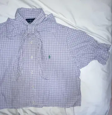 Ralph Lauren 체크 블라우스 퍼프 슬리브