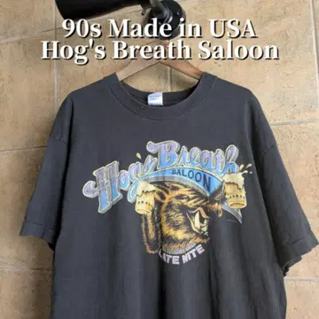 90s USA제 Hog's Breath Saloon 양면 프린트 티셔츠