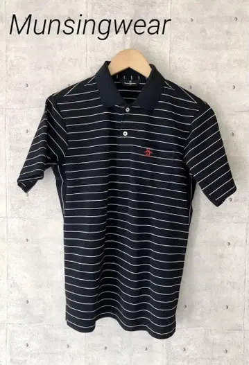Munsingwear 먼싱웨어 피케 셔츠 반팔 보더 네이비